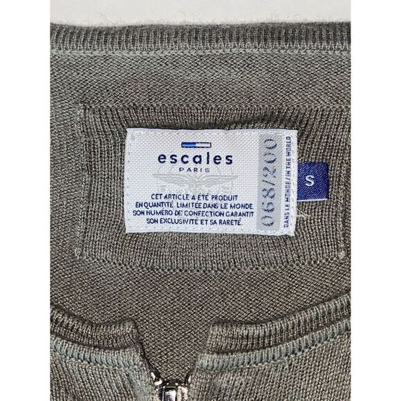 Cashmere Blend Sweater Dress Olive Green Front Zip Boho Y2K Quiet Luxury Small - Picture 11 of 16